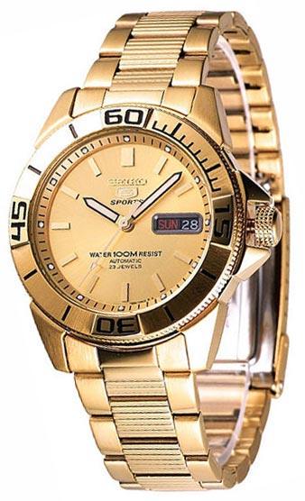 Seiko SNZE14 Men's Sports 5 Gold Tone Automatic Watch ,