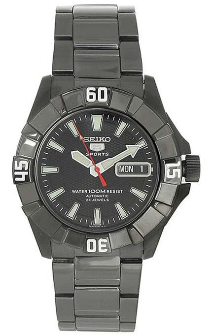 Seiko SNZF63 Men's Sports 5 Black IP Automatic Watch ,