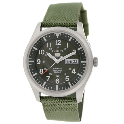 Seiko SNZG09 Men's 5 Sports Military Green Dial Green Nylon Strap Automatic Watch ,
