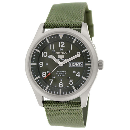Seiko SNZG09K1 Men's 5 Sport Green Dial Green Nylon Strap Automatic Watch ,