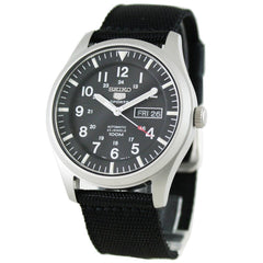 Seiko SNZG15K1 Men's 5 Sport Black Dial Black Nylon Strap Automatic Watch