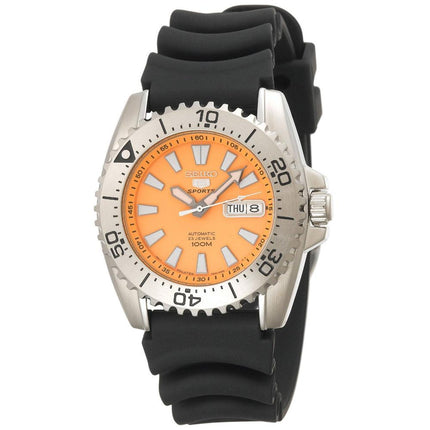 Seiko SNZG49 Men's Seiko 5 Automatic 23 Jewels Orange Dial Polyurethane Rubber Strap Sports Watch ,