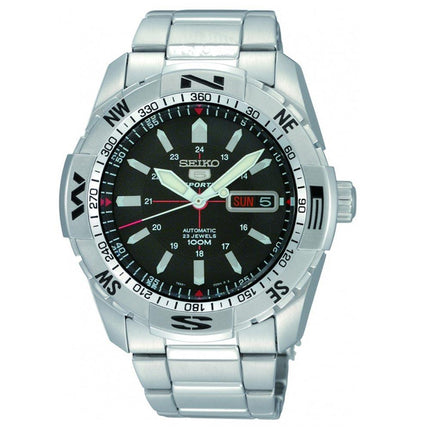 Seiko SNZJ05 Men's Sports 5 Stainless Steel Bracelet Black Dial Automatic Watch ,