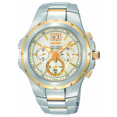 Seiko SPC062 Men's Coutura Two Tone Steel White Dial Chronograph Watch