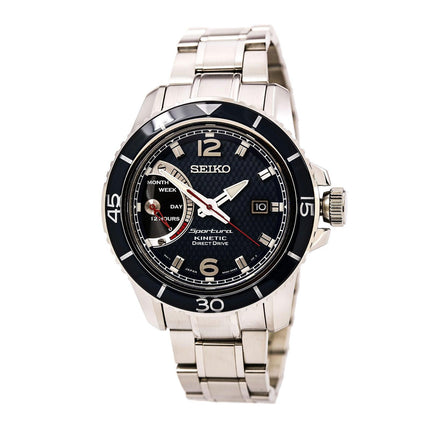 Seiko SRG017 Men's Sportura Direct Drive Blue Dial Steel Bracelet Power Reserve Kinetic Watch ,