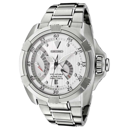 Seiko SRH001 Men's Velatura White Dial Stainless Steel Bracelet Kinetic Watch ,