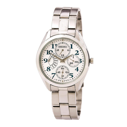 Seiko SRL051P1 Women's White Dial Stainless Steel Bracelet Day Date Watch ,