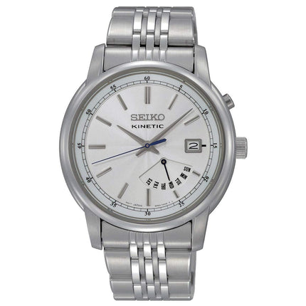 Seiko SRN027P1 Men's Kinetic Silver Tone Dial Stainless Steel Bracelet Day Date Watch ,