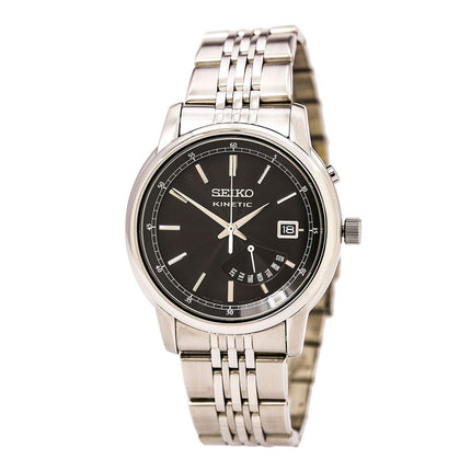 Seiko SRN029P1 Men's Kinetic Black Dial Stainless Steel Bracelet Watch ,