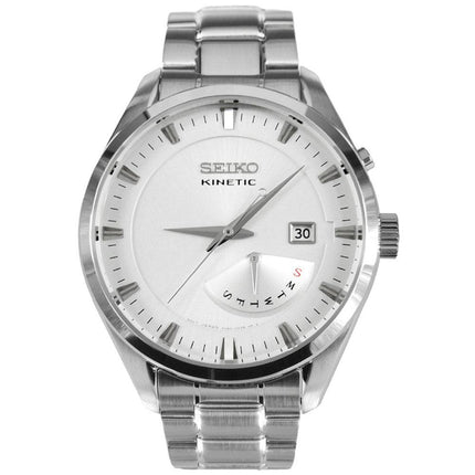 Seiko SRN043 Men's Classic Kinetic Silver Dial Stainless Steel Bracelet Watch ,