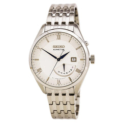 Seiko SRN055 Men's Core White Dial Steel Bracelet Power Reserve Kinetic Watch