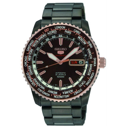 Seiko SRP132 Men's 5 Sports Special Edition Brown Dial Black IP Steel Automatic Watch ,