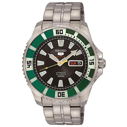 Seiko SRP205 Men's 5 Sports Black Dial Stainless Steel Bracelet Automatic Watch ,