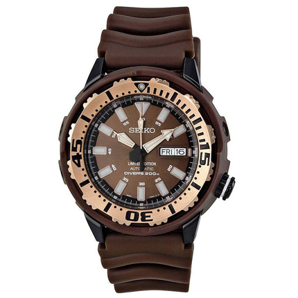 Seiko SRP236 Men's Limited Edition Rose Gold Bezel Brown Dial Automatic Divers Watch ,