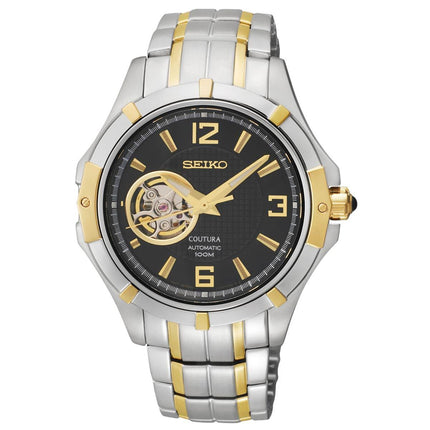 Seiko SRP318 Men's Coutura Semi Skeleton Black Dial Two Tone Steel Automatic Watch ,
