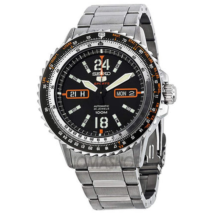 Seiko SRP347 Men's 5 Sports Black Dial Stainless Steel Bracelet Automatic Watch ,