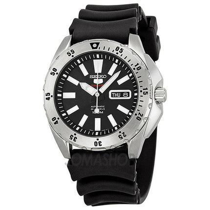 Seiko SRP357K2 Men's 5 Sports Black Dial Rubber Strap Automatic Watch ,
