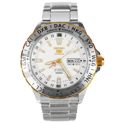 Seiko SRP438 Men's 5 Sports 50th Anniversary White Dial Automatic GMT Watch ,
