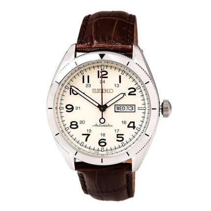 Seiko SRP713 Men's Core Beige Dial Brown Leather strap Power Reserve Automatic Watch ,