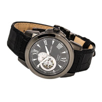 Seiko SSA243 Men's Le Grand Sport Black Semi-Skeleton Dial Black Leather Strap Power Reserve Automatic Watch ,