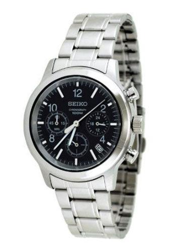 Seiko SSB007 Men's SS Chronograph Black Dial Quartz Watch ,