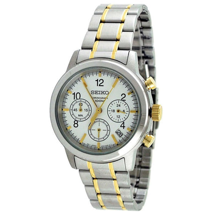 Seiko SSB009 Men's Chronograph White Dial Two Tone Bracelet Date Watch ,
