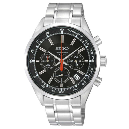 Seiko SSB037 Men's Black Dial Stainless Steel Quartz Chronograph Watch ,