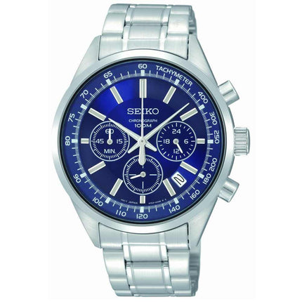 Seiko SSB039 Men's Quartz Stainless Steel Blue Dial Chronograph Watch ,