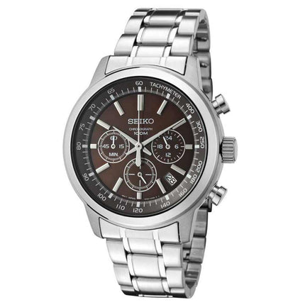 Seiko SSB041 Men's Stainless Steel Brown Dial Quartz Chronograph Watch ,