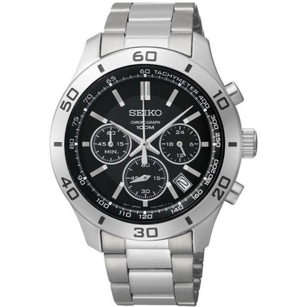 Seiko SSB049 Men's Black Dial Chronograph Stainless Steel Dual Time Watch ,