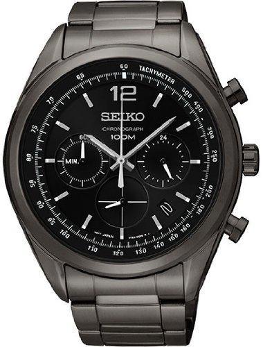 Seiko SSB093P1 Men's Black Dial Black IP Steel Chronograph Watch ,