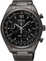 Seiko SSB093P1 Men's Black Dial Black IP Steel Chronograph Watch