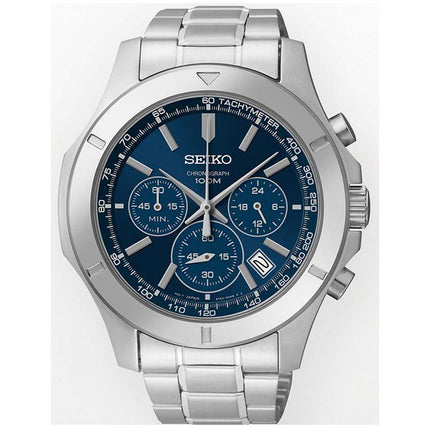 Seiko SSB103 Men's Chronograph Blue Dial Stainless Steel Bracelet Quartz Watch ,