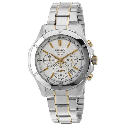 Seiko SSB107P1 Men's Silver Dial Two Tone Steel Bracelet Chronograph Watch ,