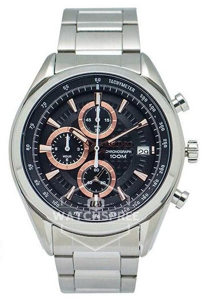 Seiko SSB199P1 Men's Black and Rose Gold Dial Chronograph Watch ,