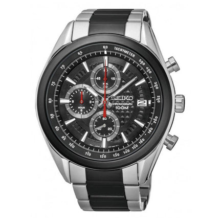Seiko SSB201P2 Men's Chronograph Black Dial Two Tone Steel Watch ,
