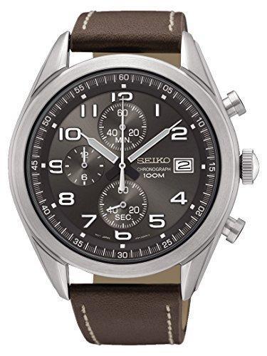 Seiko SSB275P1 Men's Grey Dial Leather Strap Chronograph Watch ,