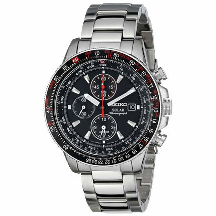 Seiko SSC007 Men's X Prospex Solar Black Dial Stainless Steel Bracelet Chronograph Alarm Watch ,