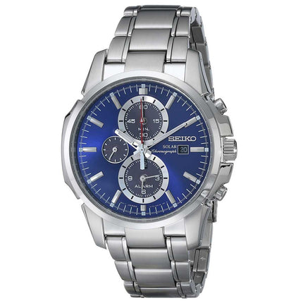 Seiko SSC085 Men's Core Solar Blue Dial Stainless Steel Chronograph Watch ,