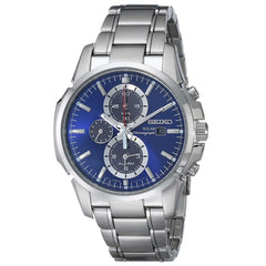 Seiko SSC085 Men's Core Solar Blue Dial Stainless Steel Chronograph Watch