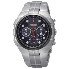 Seiko SSC089 Men's Solar Chronograph Stainless Steel Bracelet Black Dial Watch