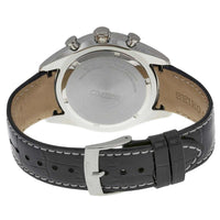 Seiko SSC209 Men's Solar Blue Dial Black Leather Strap Chronograph Alarm Watch ,