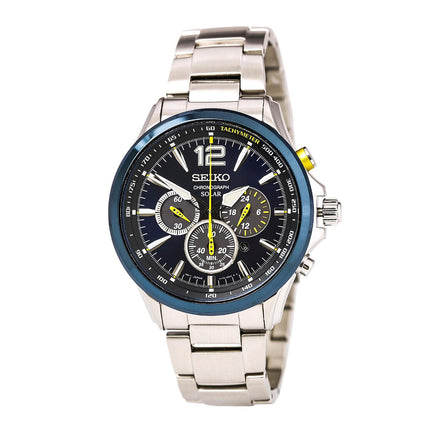 Seiko SSC505 Men's Core Solar Blue Dial Interchangeable Steel Bracelet Chronograph Watch ,