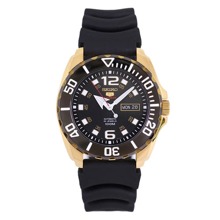 Seiko Strap Watch - 5 Sports Automatic Rotating Bezel Black Dial Black| SRPB40K1 ,