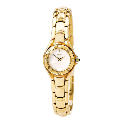 Seiko SUJ620 Women's Mother of Pearl Dial Gold Tone Steel Bracelet Watch ,