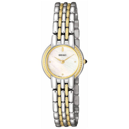 Seiko SUJB30 Women's Mother of Pearl Dial Two Tone Gold Steel Bracelet Watch ,