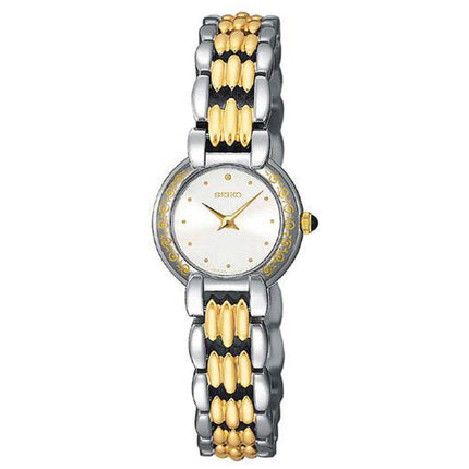 Seiko SUJC24 Women's White Dial Two Tone Yellow Gold Steel Bracelet Watch ,