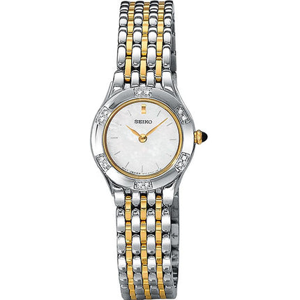 Seiko SUJC47 Women's Mother of Pearl Dial Two Tone Stainless Steel Diamond Watch ,