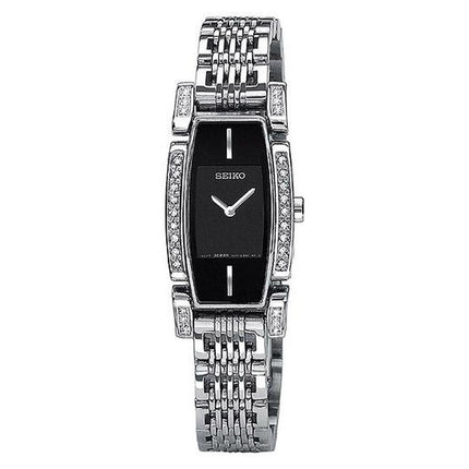 Seiko SUJC51 Women's Tressia Black Dial Steel Bracelet Diamond Watch ,