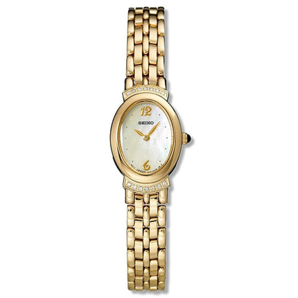 Seiko SUJD48 Women's Gold Tone Bracelet Mother of Pearl Dial Diamond Watch ,